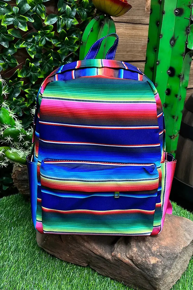 ROYAL BLUE/GREEN SERAPE PRINTED SAMLL SIZE BACKPACK.