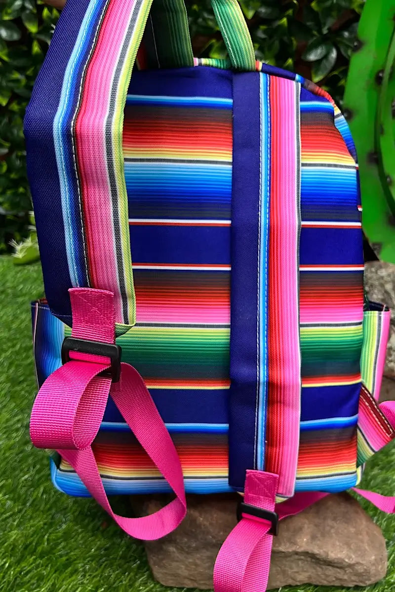 ROYAL BLUE/GREEN SERAPE PRINTED SAMLL SIZE BACKPACK.