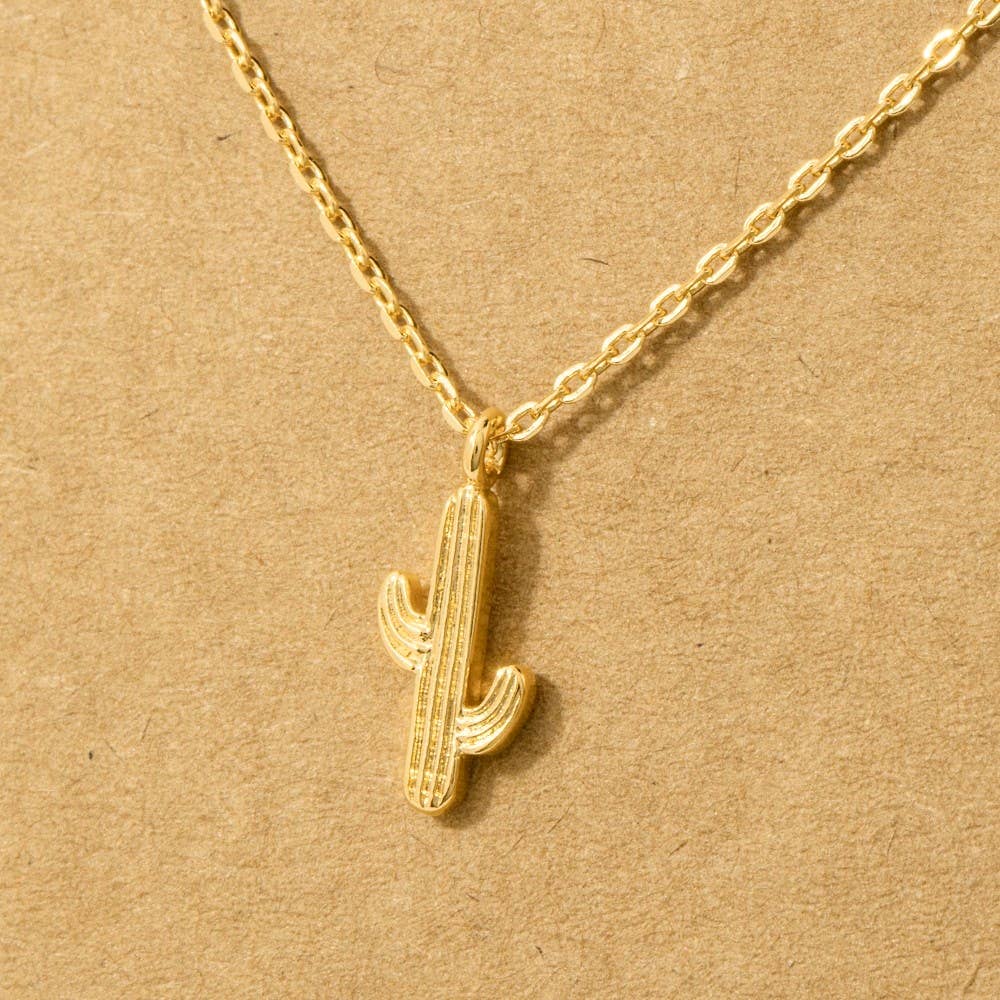 Dainty Cactus Pendant Necklace