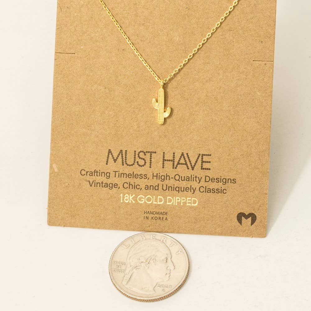 Dainty Cactus Pendant Necklace