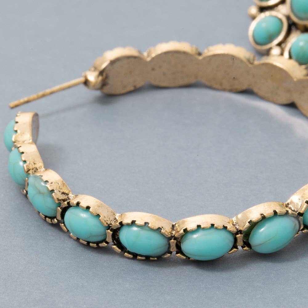 Turquoise Stone Assorted Concho Earrings Set