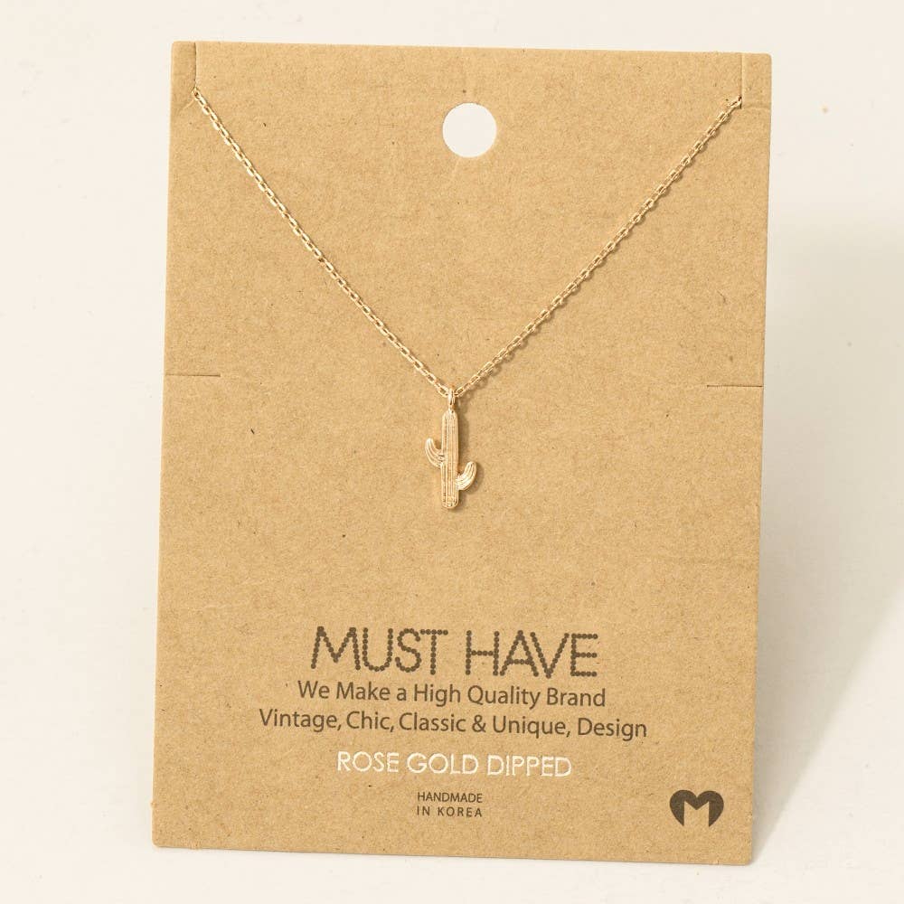 Dainty Cactus Pendant Necklace