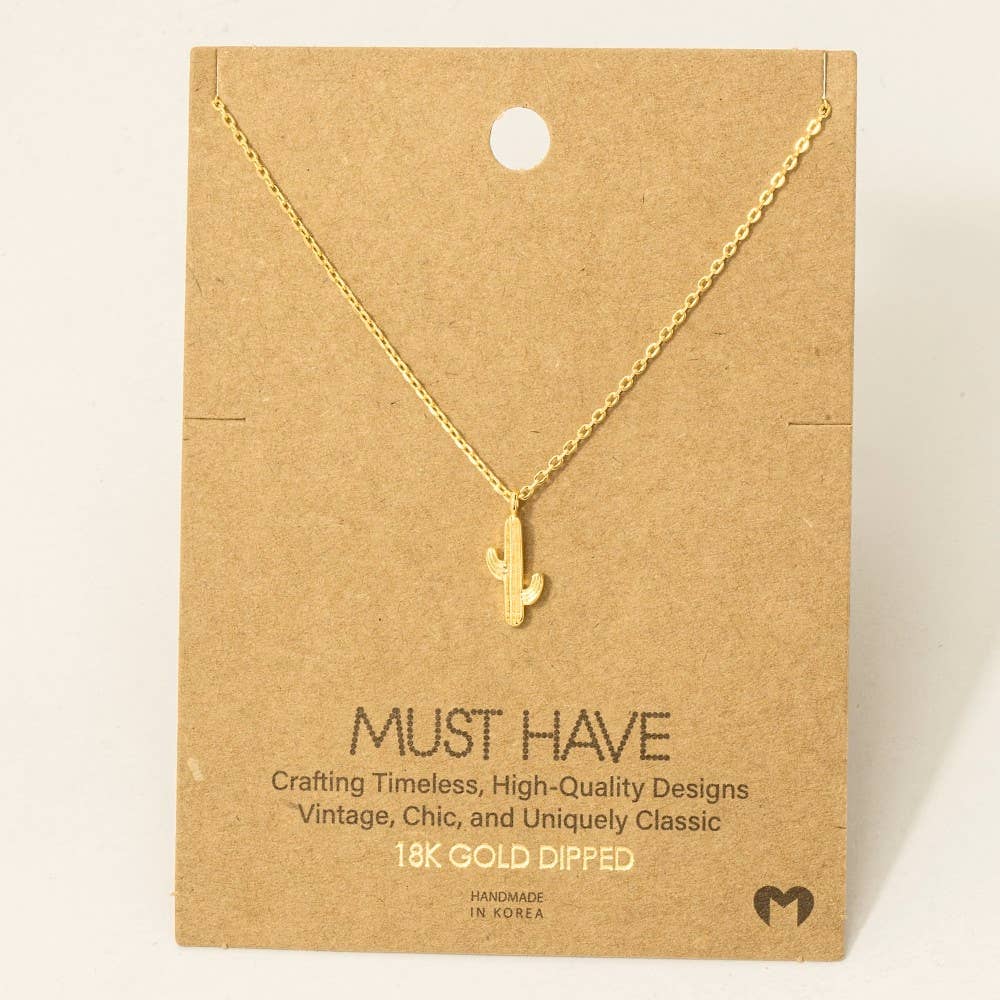 Dainty Cactus Pendant Necklace
