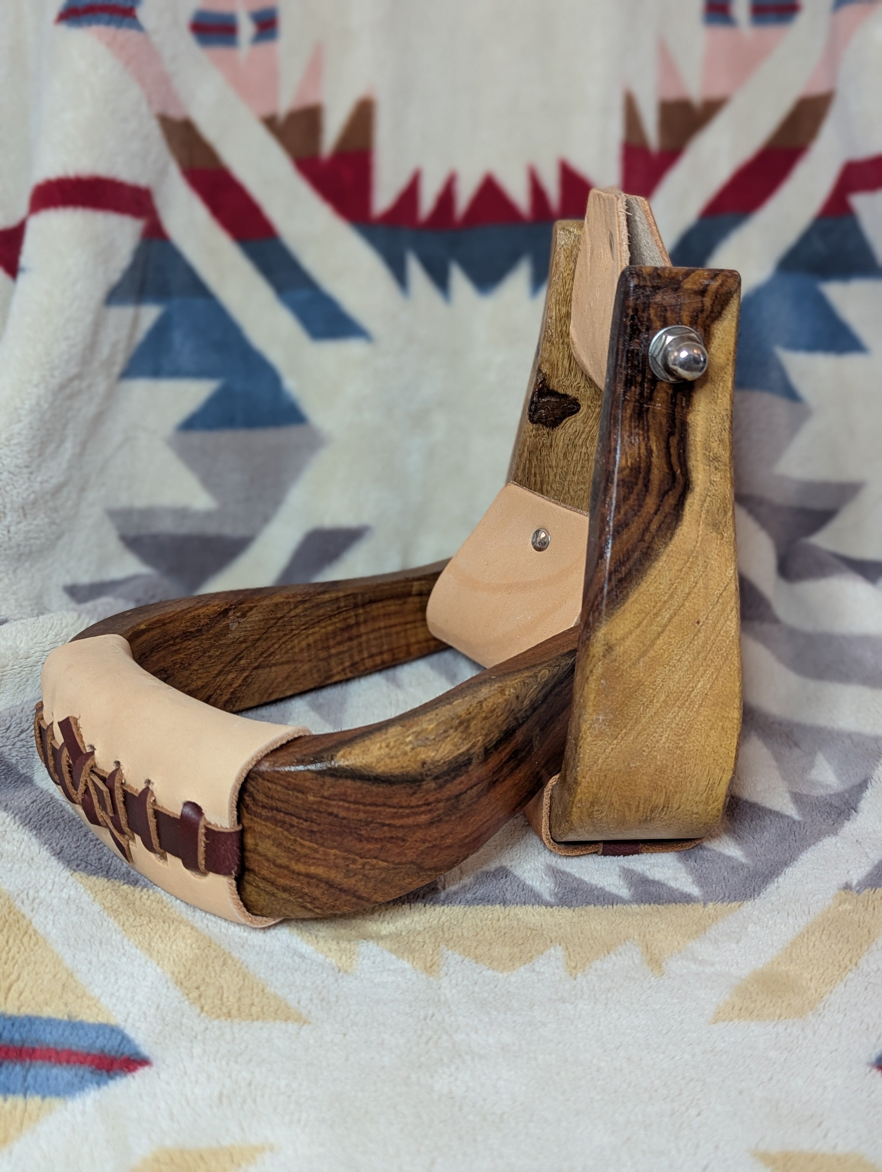 Two Tone Wood Western Stirrups