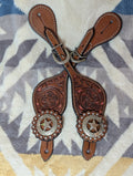 Western Leather Spur Straps Pink Inlay
