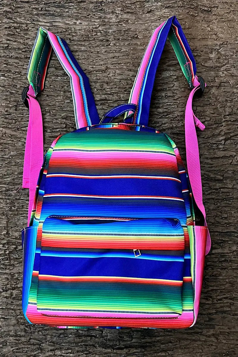 ROYAL BLUE/GREEN SERAPE PRINTED SAMLL SIZE BACKPACK.