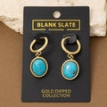 Oval Turquoise Stone Drop Earrings