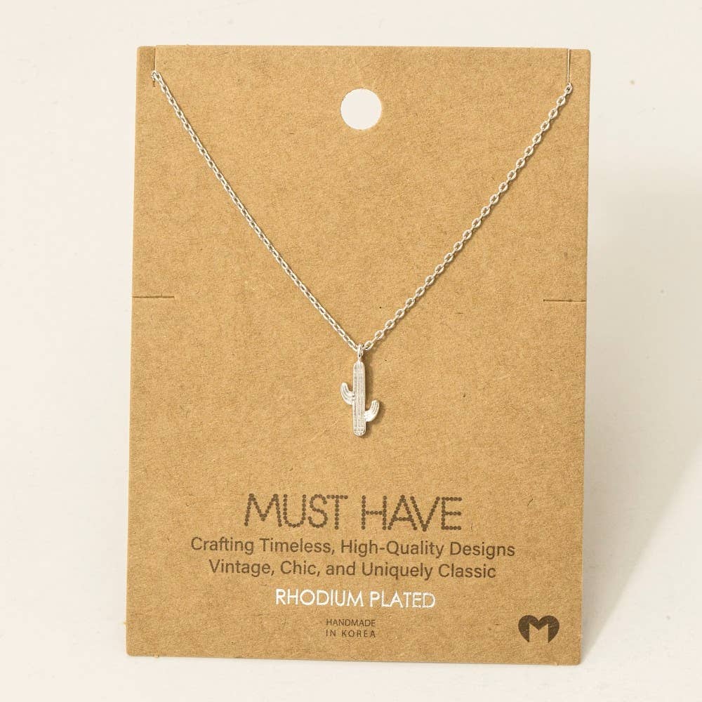 Dainty Cactus Pendant Necklace