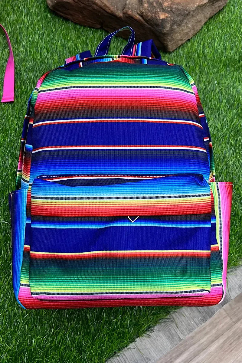 ROYAL BLUE/GREEN SERAPE PRINTED SAMLL SIZE BACKPACK.